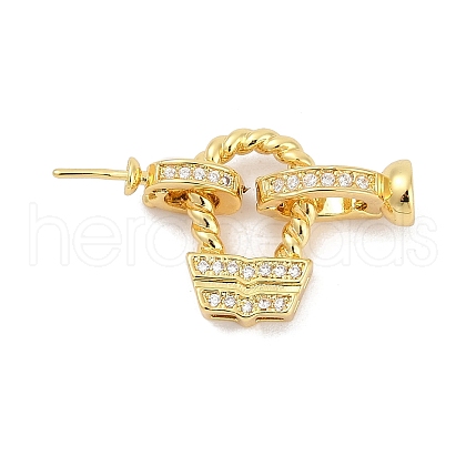 Brass Micro Pave Clear Cubic Zirconia Fold Over Clasps KK-M311-21G-1