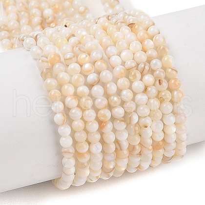Natural Freshwater Shell Beads Strands X-SHEL-T011-02-4mm-1