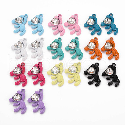 Spray Painted Alloy Rhinestone Pendants PALLOY-Q433-033-RS-1