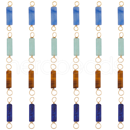 HOBBIESAY 40Pcs 4 Styles Natural Mixed Gemstone Connector Charms G-HY0001-48-1