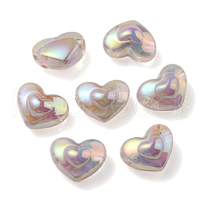 UV Plating Rainbow Iridescent Transparent Acrylic Beads OACR-C007-04D-1