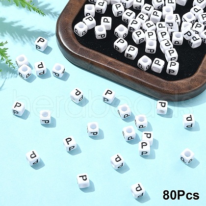 Acrylic Horizontal Hole Letter Beads OACR-YW0002-08P-1