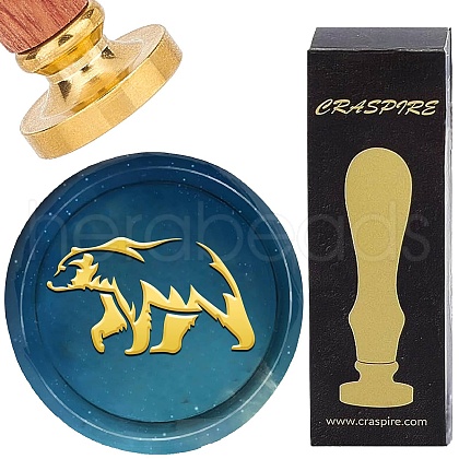 Brass Wax Seal Stamp with Wood Handle AJEW-WH0412-0359-1