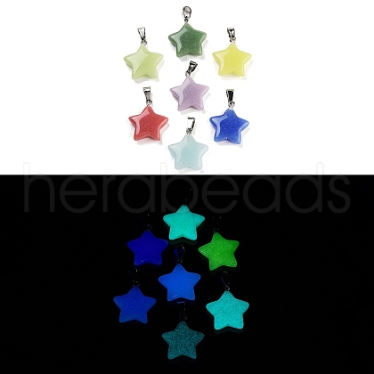 Synthetic Luminous Stone Pendants FIND-A043-02P-1