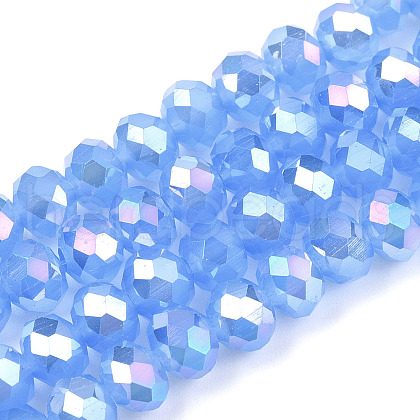 Electroplate Glass Beads Strands EGLA-A034-J4mm-B08-1