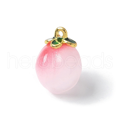 Peach Opaque Resin 3D Fruit Pendants RESI-V002-03B-1