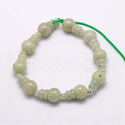 Natural Jade 3-Hole Guru Bead Strands G-K149-02-1