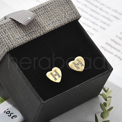 Rack Plating Brass Micro Pave Clear Cubic Zirconia Stud Earrings EJEW-K299-01G-H-1