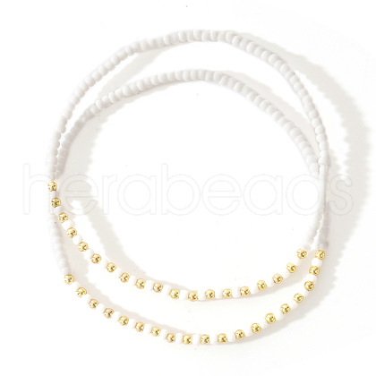 2Pcs Christmas Theme Glass Seed Beads Stretch Bracelets for Women Men KU4838-1-1