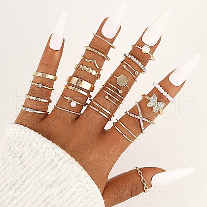 20Pcs Alloy with Rhinestone Finger Rings WGAC171-07-1