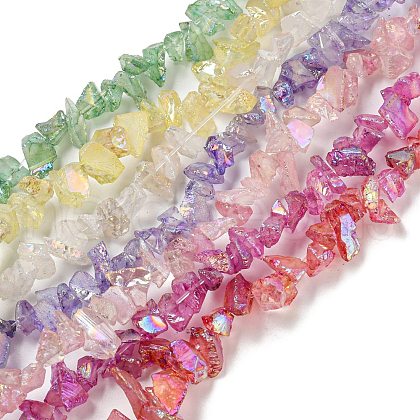 Electroplated Natural Quartz Beads Strands G-M412-01B-1