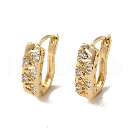 Brass Micro Pave Cubic Zirconia Hoop Earring EJEW-L271-10KCG-03-1