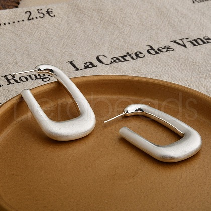 Rectangle Brass Stud Earrings for Women EJEW-U055-22S-1