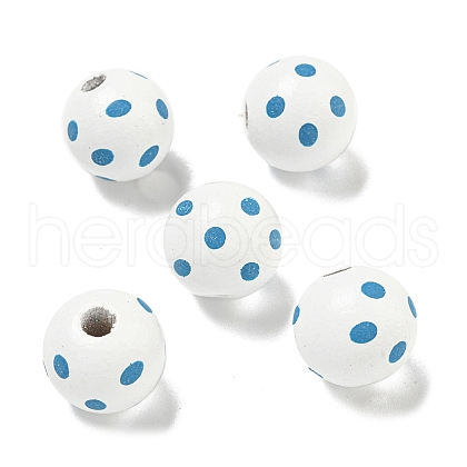 Printed Wood European Beads WOOD-G022-18C-1