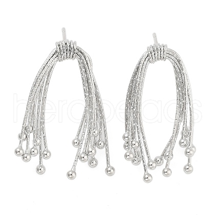 Bowknot Brass Tassel Stud Earrings for Women EJEW-S216-01P-1