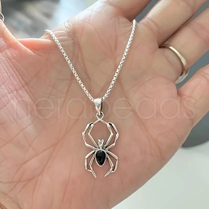 Halloween Spider Alloy Jet Rhinestone Pendant Necklaces FS-WGE8518-01-1