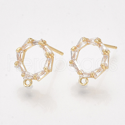 Brass Cubic Zirconia Stud Earring Findings KK-S350-343-1