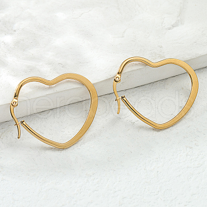 Elegant Heart 304 Stainless Steel Hoop Earrings FV0783-1
