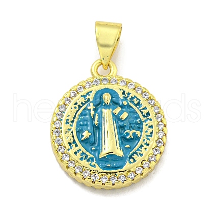 Rack Plating Brass Micro Pave Cubic Zirconia Pendants KK-B091-22G-06-1