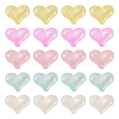 50Pcs 5 Colors Rainbow Iridescent Plating Acrylic Beads RESI-TA0002-19-1