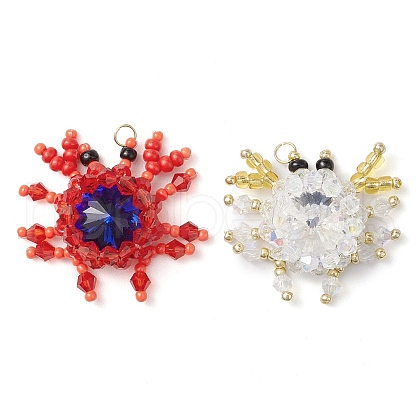 Seed Beads Beaded Charms PALLOY-MZ00343-1