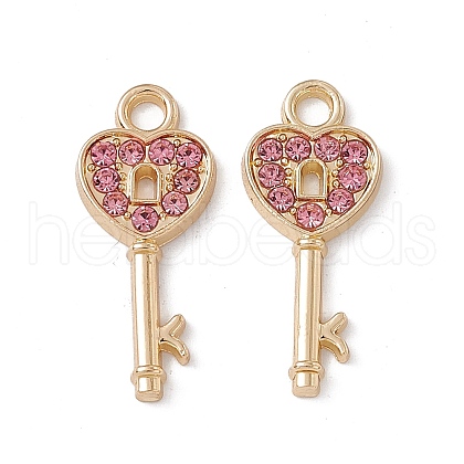 Alloy Light Rose Rhinestone Pendants ALRI-K049-10D-1