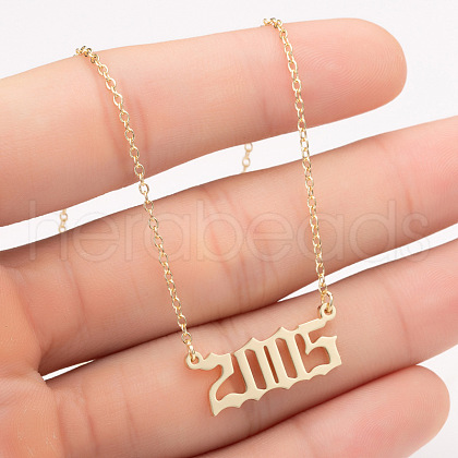 2005 Birth Year Number 201 Stainless Steel Pendant Cable Chain Necklaces FS-WGB5F08-38-1