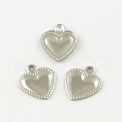 Tarnish Resistant Heart 201 Stainless Steel Charm Pendants STAS-R075-10-1