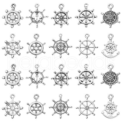 100Pcs 10 Styles Tibetan Style Allloy Pendants TIBEP-CJ0003-07-1