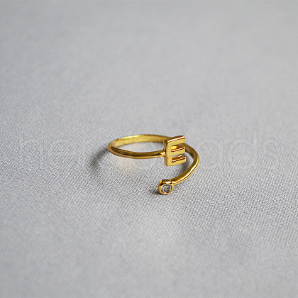 Brass Micro Pave Clear Cubic Zirconia Cuff Rings for Women WG54647-05-1