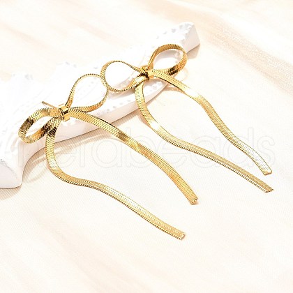 Bowknot 304 Stainless Steel Stud Earrings for Women EJEW-D104-04G-1