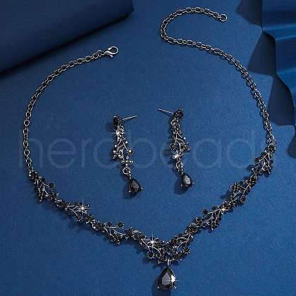 Alloy Rhinestone Stud Earrings & Necklaces Sets for Women FS-WGD2CB4-01-1