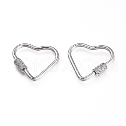 304 Stainless Steel Screw Carabiner Lock Charms STAS-K192-02P-1