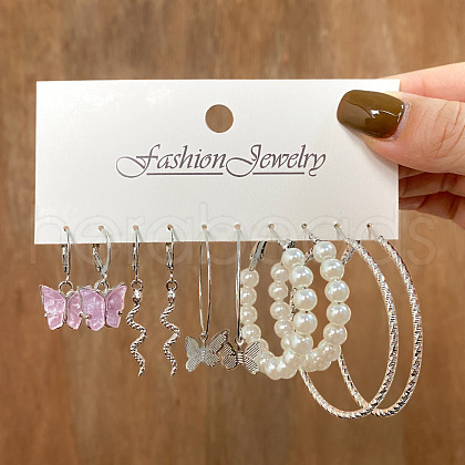 5 Pairs Alloy Hoop Earring Sets WG6DB3C-44-1