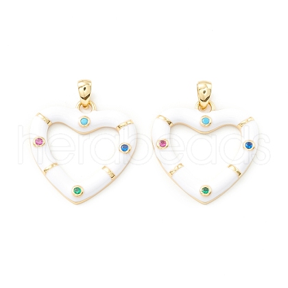 Rack Plating Brass Micro Pave Colorful Cubic Zirconia Pendants KK-D073-07G-02-1