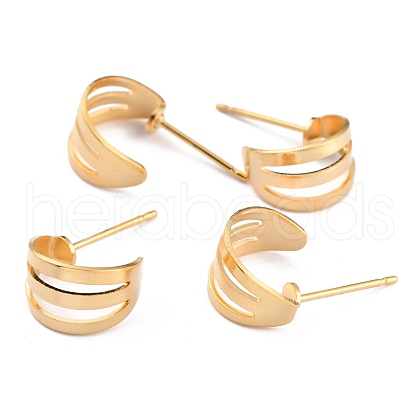 Long-Lasting Plated Brass Stud Earring Settings KK-O133-007G-1