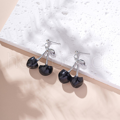Cherry Zinc Alloy CCB Plastic Dangle Stud Earrings FS-WGA613B-05-1