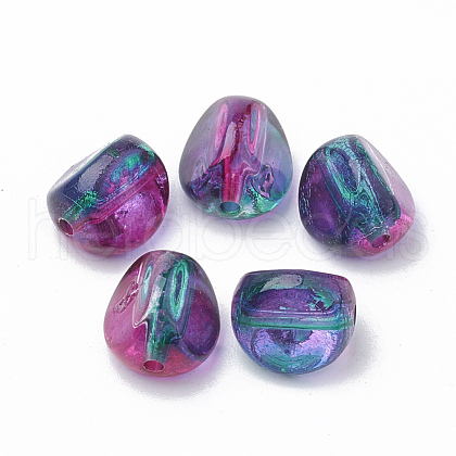 Two Tone Transparent Spray Painted Acrylic Beads X-ACRP-T005-35-1