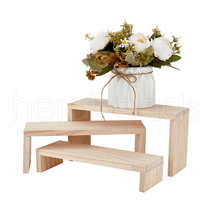3Pcs 3-Layer Rectangle Wood Minifigures Organizer Display Risers ODIS-WH0038-110-1