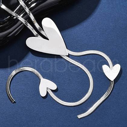 304 Stainless Steel Heart Y Necklaces NJEW-R026-30P-1
