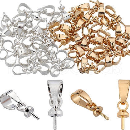 SUNNYCLUE 60Pcs 2 Style Brass Cup Peg Bails KK-SC0004-14-1