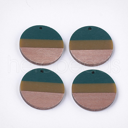 Tri-color Resin & Walnut Wood Pendants RESI-S358-78F-1