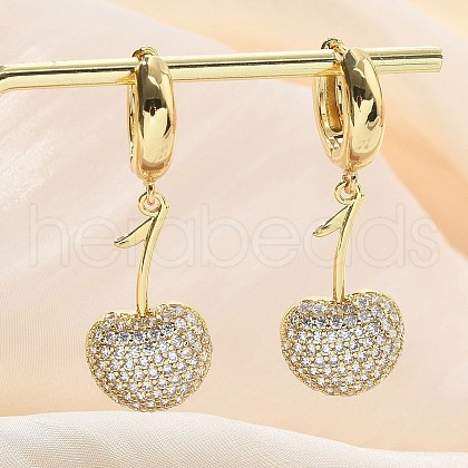 Cherry Brass Micro Pave Cubic Zirconia Hoop Earrings EJEW-M077-04G-01-1