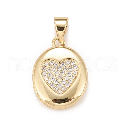 Brass Micro Pave Cubic Zirconia Locket Pendants KK-A161-41G-1