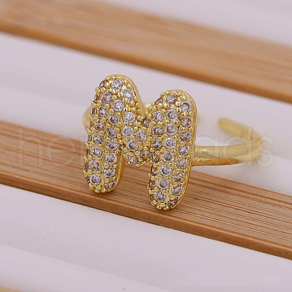 Brass Micro Pave Clear Cubic Zirconia Initial Cuff Rings FS-WGB210B-01-1