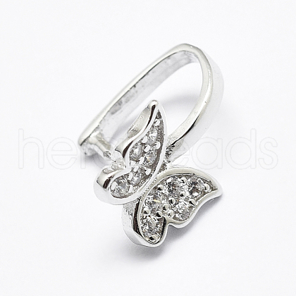 Anti-Tarnish Rhodium Plated 925 Sterling Silver Micro Pave Cubic Zirconia Pendant Bails STER-P034-13P-1