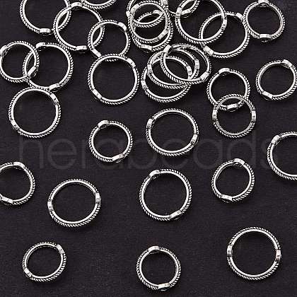 40Pcs 2 Styles Alloy Bead Ring Antique Fried Dough Twists Bead Ring Straight Hole Circle Bead Ring DIY Bracelet Accessories Materials JX593A-1