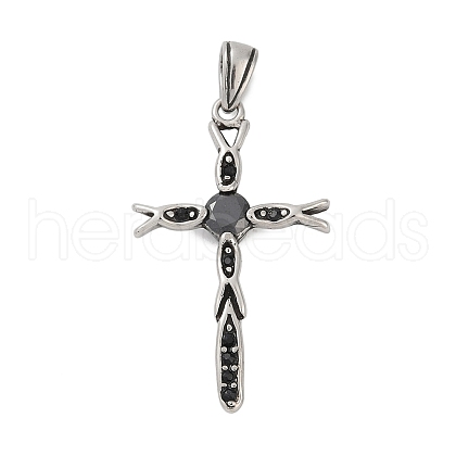 316 Surgical Stainless Steel Micro Pave Cubic Zirconia  Pendants STAS-D304-13AS-1