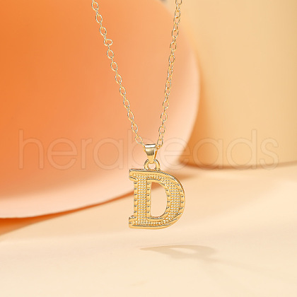 Alloy Textured Initial Pendant Necklaces FS-WG9837C-04-1