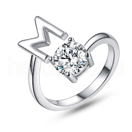 Anti-Tarnish Rhodium Plated 925 Sterling Silver Initial Letter Open Cuff Ring JR852M-1